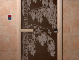 Стеклянная дверь DoorWood Береза черный жемчуг, коробка ольха