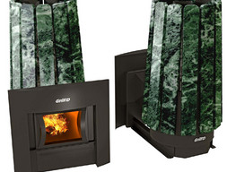 Дровяная банная печь GrillD Cometa 180 Vega Window Stone, змеевик