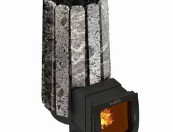 Дровяная банная печь GrillD Cometa 180 Vega Long Window Max Stone Pro, змеевик