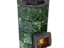 Дровяная банная печь GrillD Violet Stone Long, полированный, камень 20 кг