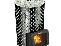 Дровяная банная печь GrillD Violet World Romb Short Window Max Pro, камень 100 кг