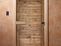 Дверь для сауны DoorWood А020 с фотопечатью, 70х190, коробка ольха