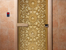 Дверь для сауны DoorWood А021 с фотопечатью, 80х200, коробка ольха