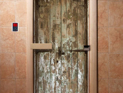 Дверь для сауны DoorWood А028 с фотопечатью, 70х190, коробка ольха