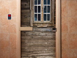 Дверь для сауны DoorWood А042 с фотопечатью, 70х190, коробка ольха