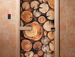 Дверь для сауны DoorWood А044 с фотопечатью, 70х190, коробка ольха