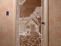 Дверь для сауны DoorWood Банька в лесу бронза 80х200, коробка ольха