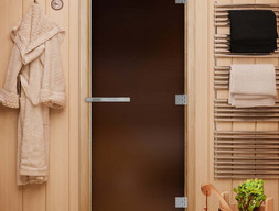 Дверь для сауны DoorWood Эталон, стекло бронза матовая, коробка из лиственных пород, 2000х800 мм.