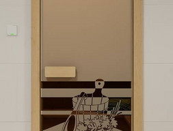 Дверь для бани Aldo - бронза, рисунок - Банный вечер 80x210