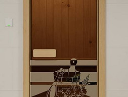 Дверь для сауны Aldo - бронза, рисунок - Банный день 70x200