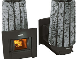 Дровяная банная печь GrillD Cometa 180 Vega Window Stone Pro, серпентинит