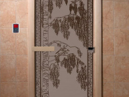 Стеклянная дверь DoorWood Березка черный жемчуг матовая