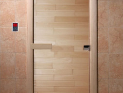 Стеклянная дверь DoorWood Прозрачная, коробка ольха